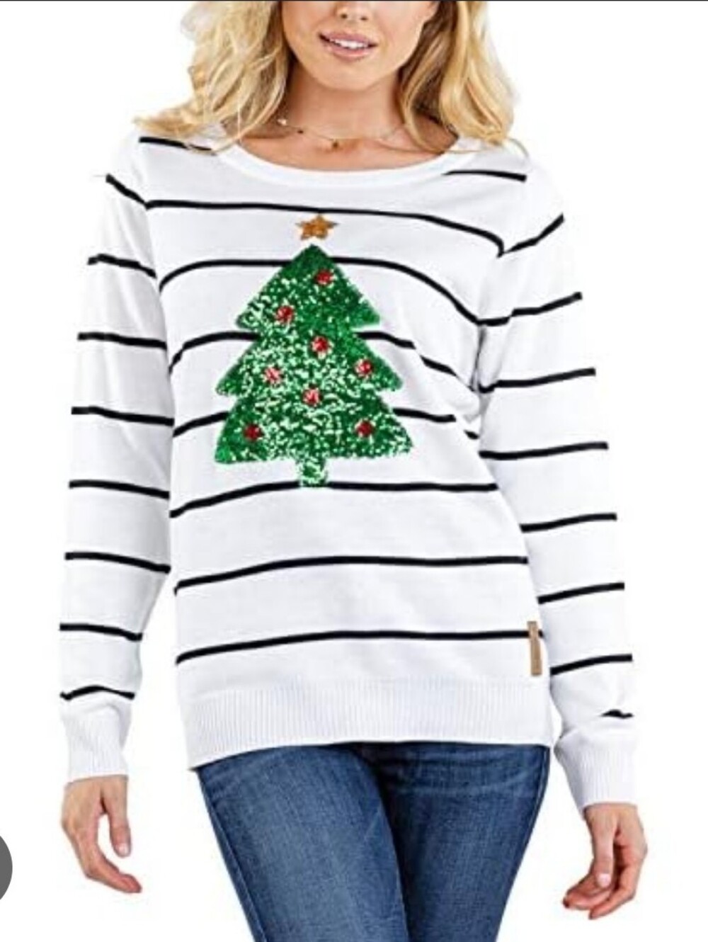 Women's Tipsy Eleves Sequin Christmas Treee Sweater Sz Large